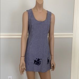 Soie Gingham Pattern Embroidered Mini dress